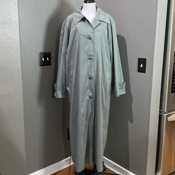 Vintage London Fog Light Spruce Green Trench Coat Removable Wool Liner - Picture 16 of 16